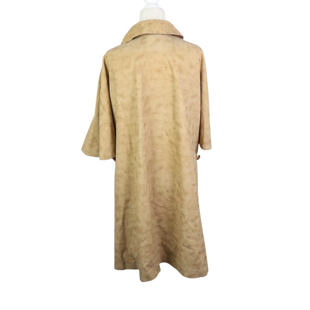 Vintage 70s Ample Jacs Tan Faux Suede Mid Length Poncho Jacket S - Picture 6 of 8